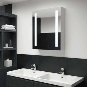 LED-Bad-Spiegelschrank HM, Badezimmerschrank Badspiegel mit LED Beleuchtung, Hängeschrank Badschrank 50x13x70 cm