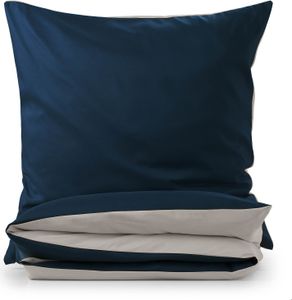 Blumtal Premium Extra Soft Summer Bed Linen Reversible Design 200x220 cm & 2X Pillowcase 80x80 cm - Poszwa na kołdrę z mikrofibry, 3 sztuki, Moonlight Grey/Dark Ocean Blue