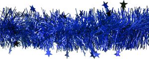 Weihnachtsgirlande Lametta 8cm x 3m inkl. kleine Sterne Blau