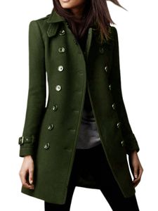 Damen Trenchcoats Langarm Outwear Blazers Langer Mantel Übergangsmantel Windjacke Armeegrün,Größe M