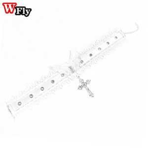 Y2K Gothic Lolita Schmetterling Choker Frauen Mädchen Punk Kreuz Anhänger Choker Halskette Harajuku Lady Cospaly Chokers Hals Zubehör