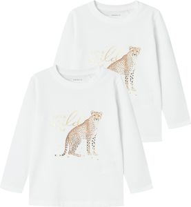 NAME IT 2er-SET Langarmshirt mit Gepard und Schriftzug Größe: 92
