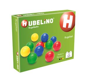 Hubelino 12 Kugeln in Blau, Grün, Rot, Gelb für die Kugelbahn