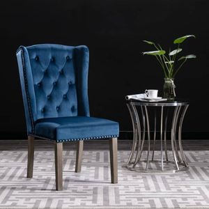 vidaXL Esszimmerstühle 2 Stk. Blau Samt