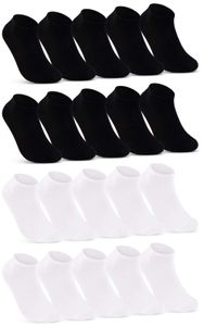 10, 20 oder 30 Paar Sneaker Socken Herren & Damen Schwarz Weiß Grau Baumwolle 16900 - 10x Schwarz 10x Weiß 43-46