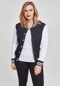 Urban Classics Damen College Jacke Ladies 2-tone College Sweatjacket Black/White-4XL