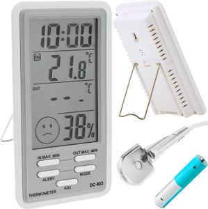 Digitálny Teplomer LCD displej inteligentný vlhkomer, Meranie vlhkosti, ovládani ovzdušia, termohygrometer, senzorom Teplota interné biely Retoo