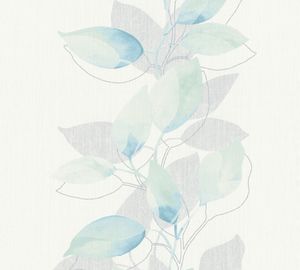 A.S. Création Blumentapete Attractive florale Tapete Vliestapete grün blau weiß grau 10,05 m x 0,53 m