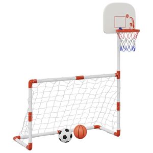 vidaXL Fußball- und Basketball-Set für Kinder mit Bällen 98x50x70 cm