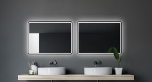 Talos Black Moon 80 x 60 cm Wandspiegel - Badspiegel mit Beleuchtung - hochwertiger Aluminiumrahmen  in matt schwarz - Lichtspiegel mit Lichtfarbe Neutralweiß – Badezimmerspiegel