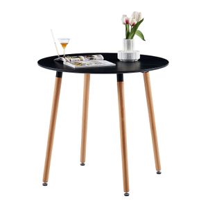 HJ WeDoo Jídelní stůl malý, kulatý kuchyňský stůl, kancelářský konferenční stůl, skandinávský design, moderní konferenční stolek, 80 x 73 cm (Ø x V), černý