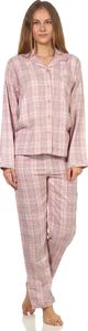 Damen langarm Flanell Pyjama Schlafanzug kariert - 202 201 15 602 ; rosa , 40