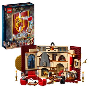 LEGO 76409 Harry Potter Hausbanner Gryffindor Set, Hogwarts Wappen, Schloss Gemeinschaftsraum Spielzeug oder Wanddisplay, aufklappbares Reisespielzeug, Sammlerstück mit 3 Minifiguren