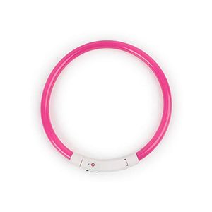 LED USB Halsband Hund Silikon Hundehalsband Leuchthalsband für Hunde aufladbar per USB (Größe 50cm Rosa)