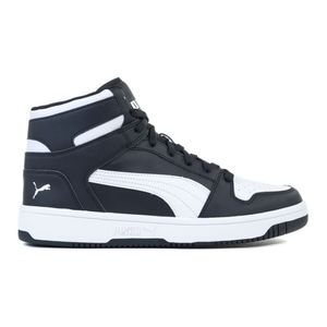 Puma Unisex Rebound LayUp Mid SL Schuhe Sneaker Mid Cut Schwarz Weiß, Größe:UK 10.5 - EUR 45 - 29.5 cm