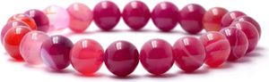 Bixorp Gems náramek z růžového botswanského achátu 8 mm - náramek z drahých kamenů - duchovní dárek - 18 cm