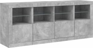 vidaXL Sideboard mit LED-Leuchten Betongrau 163x37x67 cm