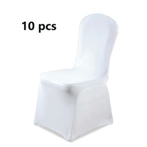 Fiqops 10 Stück Universell Stuhlhussen Stretch Weiß Stuhlbezüge Moderne Stretchhusse für Hochzeiten und Feiern Geburtstag Dekoration