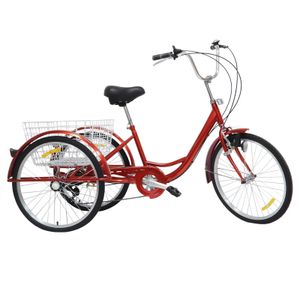 24 Zoll 6 Gängen Dreirad für Erwachsene 3 Rad Fahrrad mit Licht und Einkaufskorb höhenverstellbar Erwachsenendreirad Adult Tricycle
