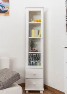 Büchervitrine, Vitrine - Kiefer Massivholz, Farbe: Weiß