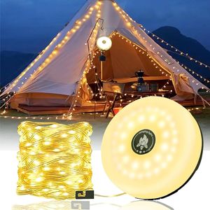 Camping Lichterkette, Außenlichterketten, 10m Atmosphäre Lichter, LED Lichterkette, USB-Aufladung, Tragbare Campinglampe für Camping, Garten, Wandern