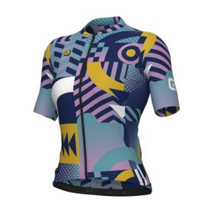 ALÉ Kurzarm Fahrradtrikot - PR-E GAMES - Rosa/Türkis/Gelb L