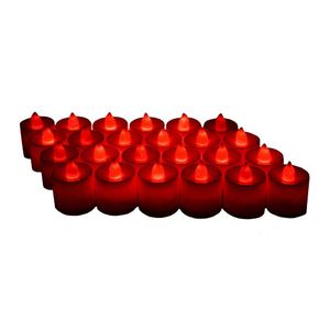 24er Pack LED Teelichter Kerzen – flackernde flammenlose Teelichtkerze – batteriebetriebene elektronische künstliche Kerzen – Dekoration für Hochzeit, Party, Verabredung und Feste (rot)