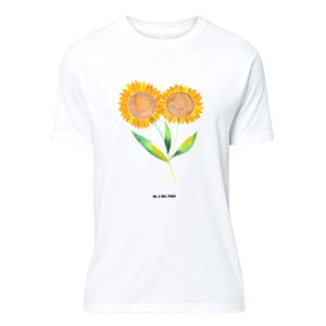 Mr. & Mrs. Panda Größe XXL T-Shirt Blume Sonnenblume - Weiß - Geschenk, Best friends, beste Freundin, Geburstag, Pflanzen, Frühlings Deko, Garten, Blumen Deko, Herrn