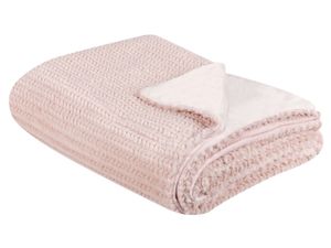 BELIANI Kuscheldecke Pastellrosa Polyester 150 x 200 cm Modern Skandinavisch Schlafzimmer Wohnzimmer Accessoire Deko Überwurf Wohndecke Sofadecke