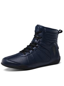Geschlechtneatral Erwachsene Schnürtrinker Training High Top Sneaker Slip Resistant Flat Boxing Schuh, Farbe: Blau, Größe: 42