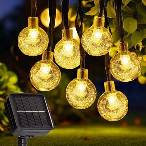 5M LED Solar Light Bulbs String Lights, Wewnętrzne oświetlenie świąteczne na zewnątrz Ogród Balkon Impreza Dekoracja, Ciepła biel