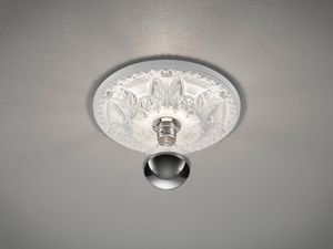 LED Stuckrosette Deckenlampe Gipsleuchte mit Ornament Design rund klein bemalbar