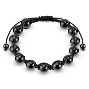 Perlen-Armband Hämatit mit schwarzem Nylonband Uni