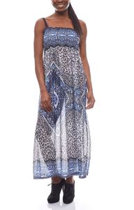 BOYSEN´S lockeres Damen Maxikleid Urlaubs-Kleid mit Alloverdruck Blau, Größe:36