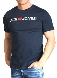 JACK & JONES T-Shirt Corp Tee Logo Print Herren Shirt Slim-Fit O-Neck, Corp-126-Navy Blazer-XL