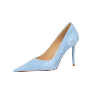 Damen Stiletto High Heels Komfort Heeled Pump mode Elegantes Party Kleiderschuhe Blau,Größe:EU 38