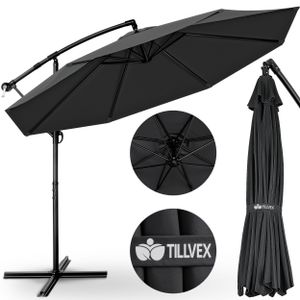 tillvex parasol antracyt Ø 300 cm parasol wiszący parasol ogrodowy parasol market korba balkon aluminiowy uchylny