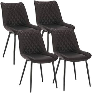 WOLTU 4er-Set Esszimmerstühle Küchenstuhl Polsterstuhl mit Rückenlehne Sitzfläche aus Kunstleder Metallbeine Anthrazit