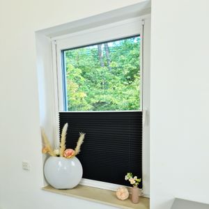 Premium Klemmfix-Plissee ohne bohren, Faltrollo Rollo Jalousie für Fenster Tür Dunkelgrau 60 cm 200 cm