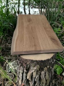 Holz Waschtischplatte 70 x 50 (55) x 4 cm für Aufsatzbecken Waschtischkonsole massiv Holz Waschtisch Eiche mit Baumkante NATUR Neu