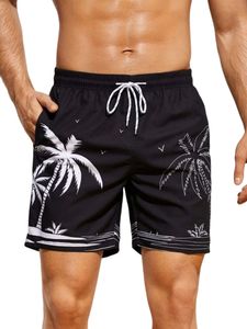 Herren Kurze Hose Shorts Urlaub Hawaiian Beachwear Gestreifte Minihose Strand Kurzschlüsse Schwarz,Größe 2XL