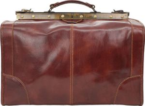 bupell Arzttasche/Reisetasche Riziero  aus pflanzlich gegerbtem Leder - Handgefertigt in Italien -  Hebammentasche Doktortasche  Grande (50x40x20cm) Marrone (Braun)