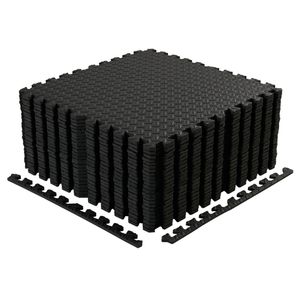 WISFOR 12 PCS Bodenschutzmatte Schutzmatte Puzzlematte Bodenschutz Unterlegmatte Bodenmatte, schwarz