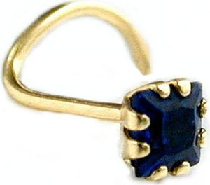Nasenstecker 3x3mm Spirale mit Zirkonia safir-blau 18Kt GOLD