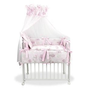 Baby-Delux 9-tlg. Beistellbett Babybett Set 90x40 weiß mit Matratze Bettwäsche Häschen rosa Design