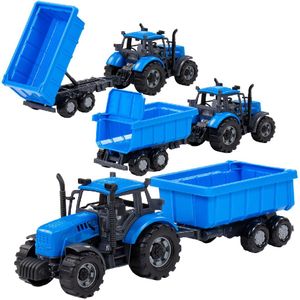 Cavallino Toys Cavallino Traktor mit Kippwagenanhänger blau, Skala 1:32