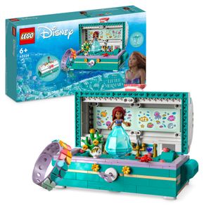LEGO 43229 Disney Princess Arielles Schatztruhe, die kleine Meerjungfrau baubares Schmuckkästchen mit Drehscheibe, Arielle Minipuppe, DOTS Armreif, 2023 Film-Spielzeug für Kinder, Mädchen, Jungen ab 6