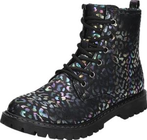 girlZ onlY Kinder-Mädchen-Schnürstiefel gefüttert Schwarz-Mehrfarbig, Farbe:schwarz, EU Größe:32