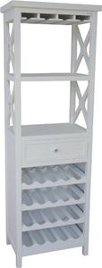 Casa Padrino Landhausstil Regalschrank mit Schublade und Flaschenfächern Weiß 58 x 37 x H. 176 cm - Landhausstil Möbel