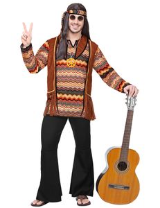 Hippie-Kostüm für Herren Karnevalskostüm braun-schwarz